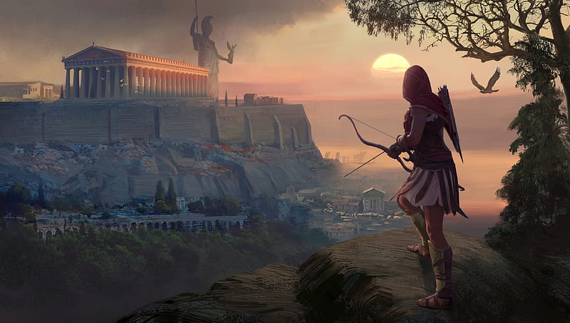 Assassin's Creed Odyssey, fantasy, assassins creed, game, odyssey, man,  sunset, HD wallpaper | Peakpx
