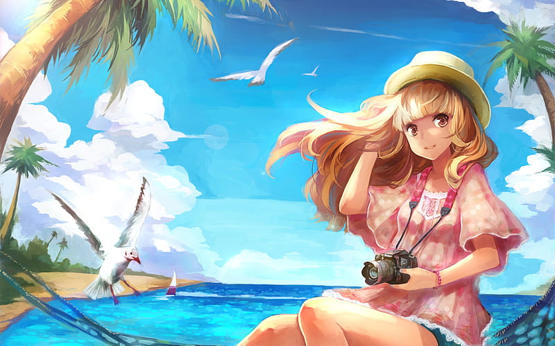 summertime holiday-Anime character design, HD wallpaper