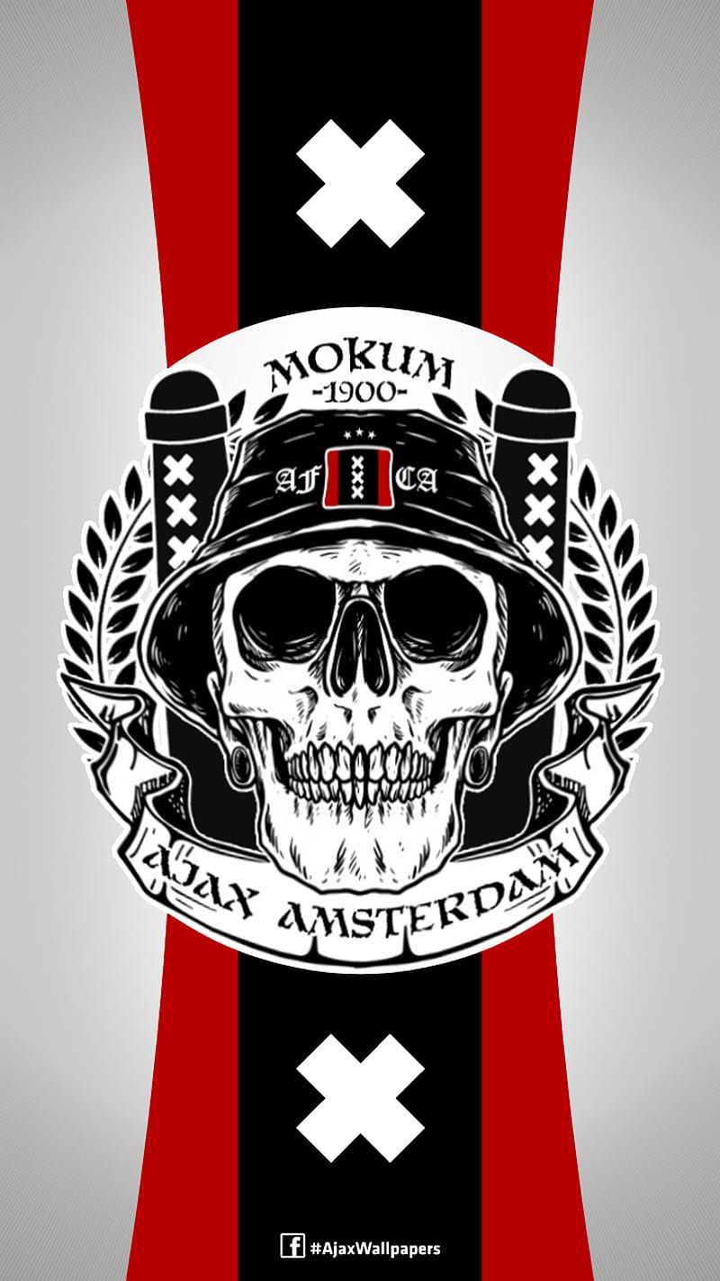 Ajax Skull, afca, ajax amsterdam, ajax, feyenoord, mokum, psv, wzawzdb, HD phone wallpaper