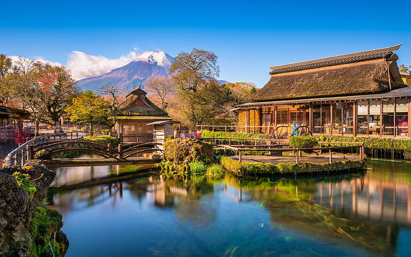 Japan Mount Fuji, Fujiyama, autumn, japanese landmarks, Asia, HD wallpaper