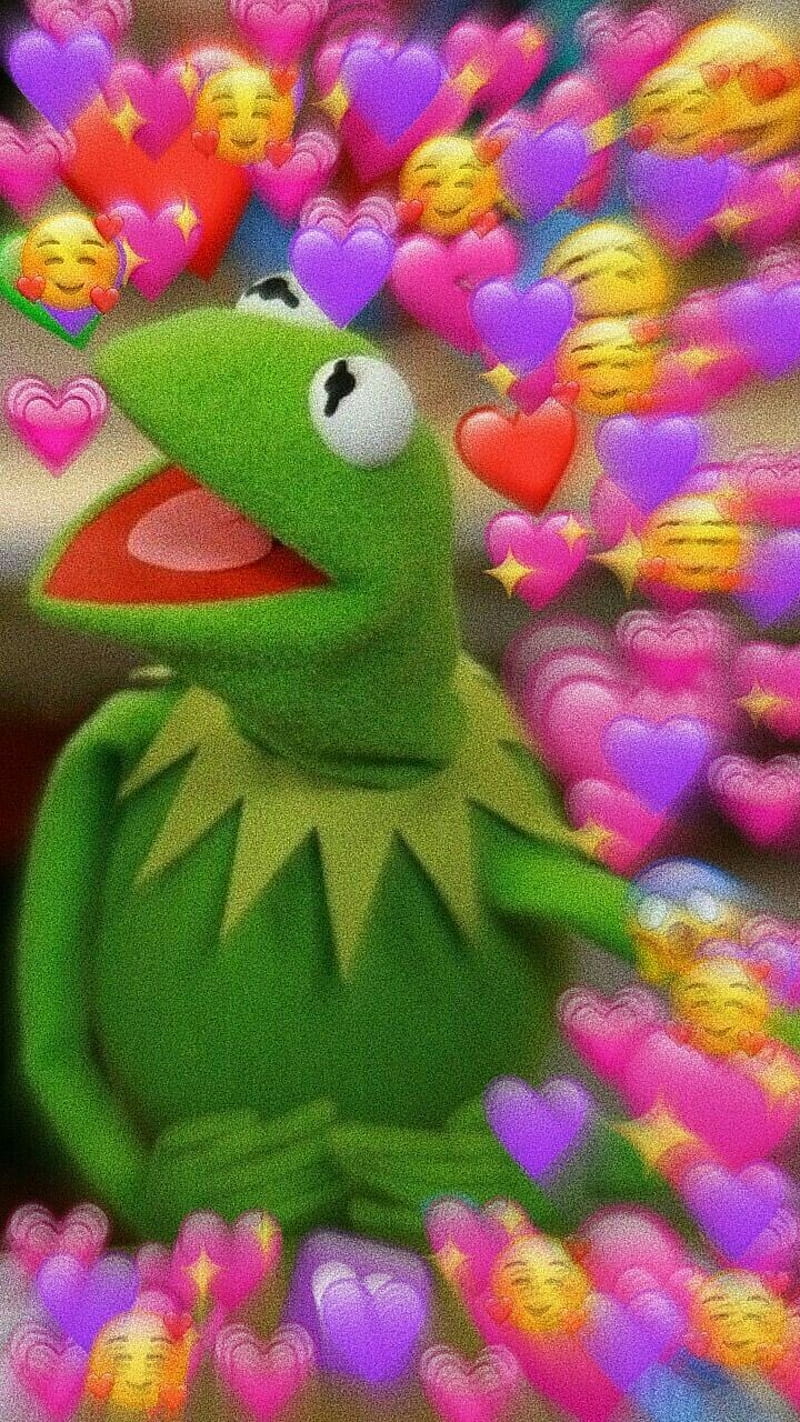 Kermit loving you, corazones, wholesome, HD phone wallpaper
