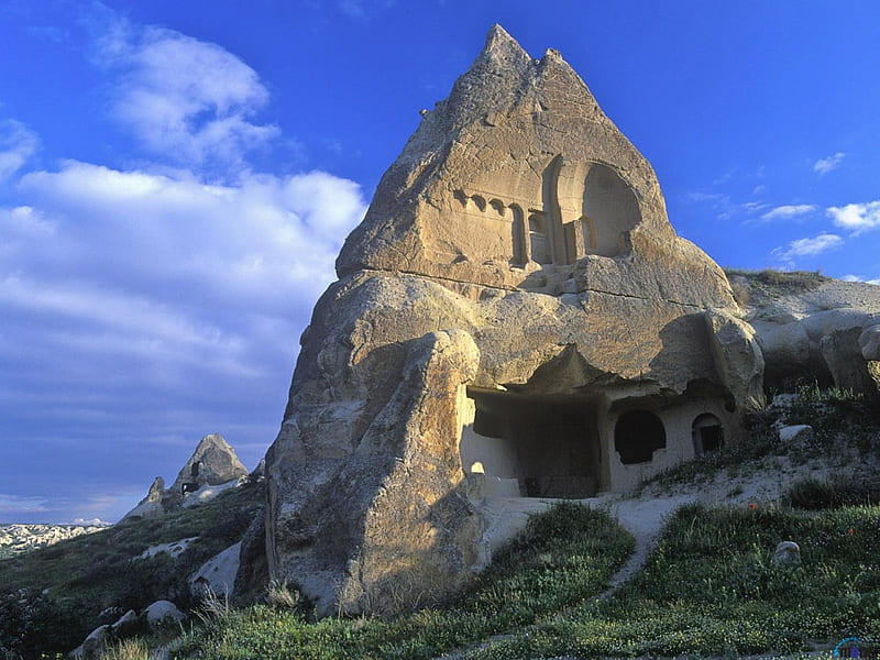 Cliff House, Capadocia, Turquía, cliff, house, turquia, capadocia, HD wallpaper