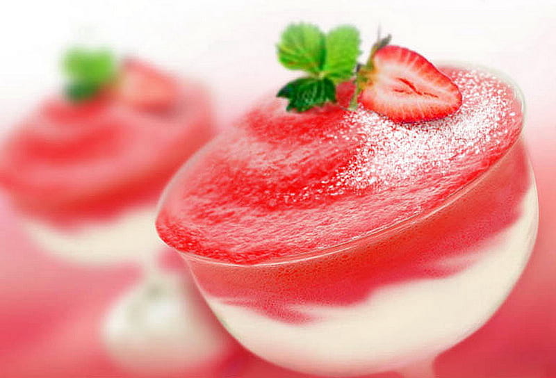 Strawbwerry mousse, red, candy, mousse, delicious, strawberry, tasty, dessert, HD wallpaper