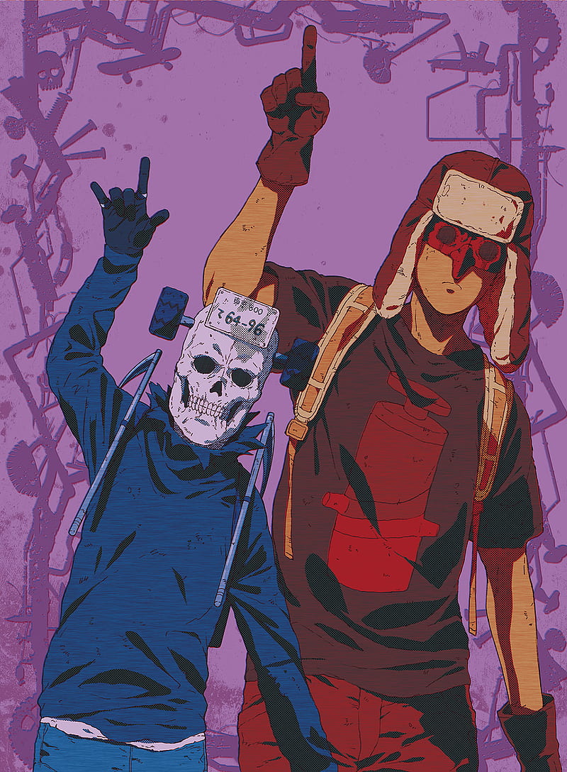 Dorohedoro, anime girls, anime boys, 2D, mask, finger pointing, looking at viewer, Ebisu (Dorohedoro), vertical, fan art, frontal view, HD phone wallpaper