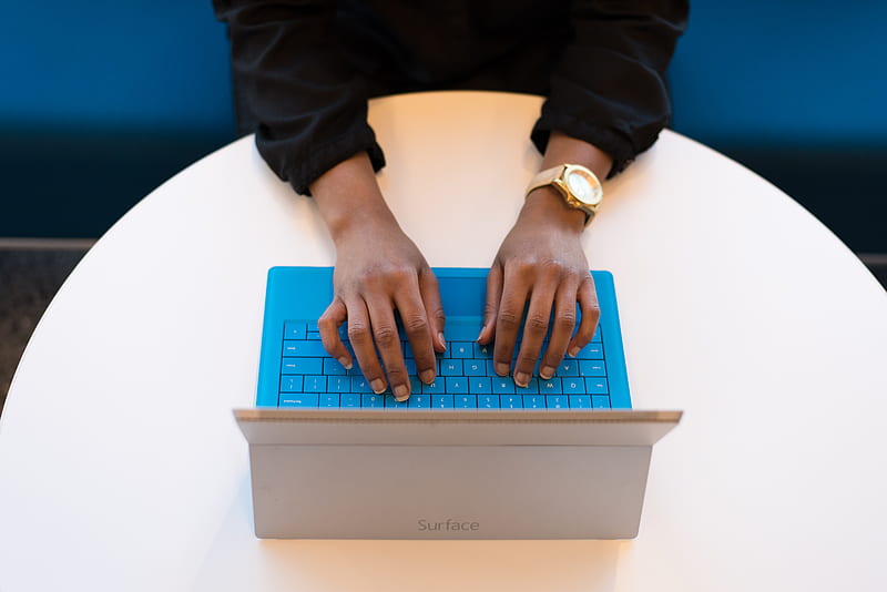 person using Microsoft Surface, HD wallpaper