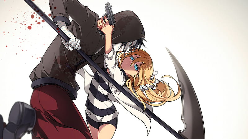 angels of death rachel gardner with pistol satsuriku no tenshi with weapon with white background games, HD wallpaper