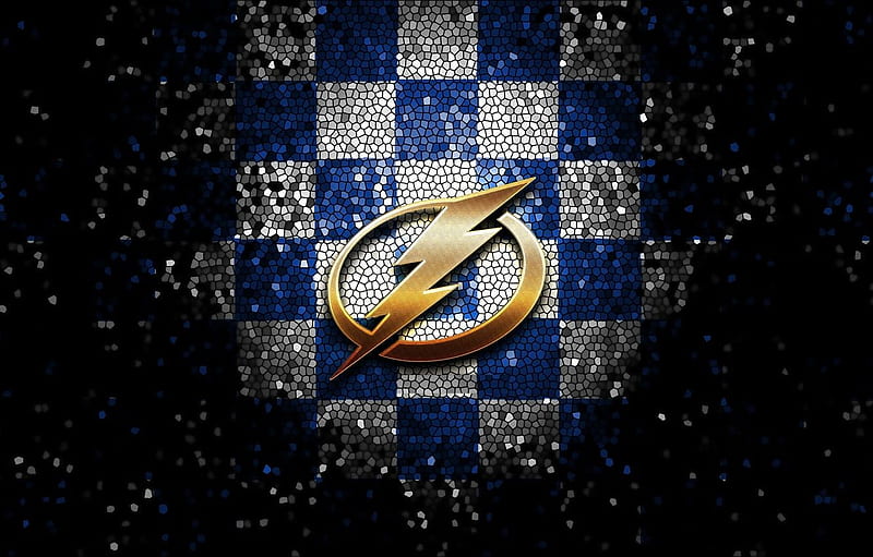sport, logo, NHL, hockey, glitter, checkered, Tampa Bay Lightning for , section спорт, HD wallpaper