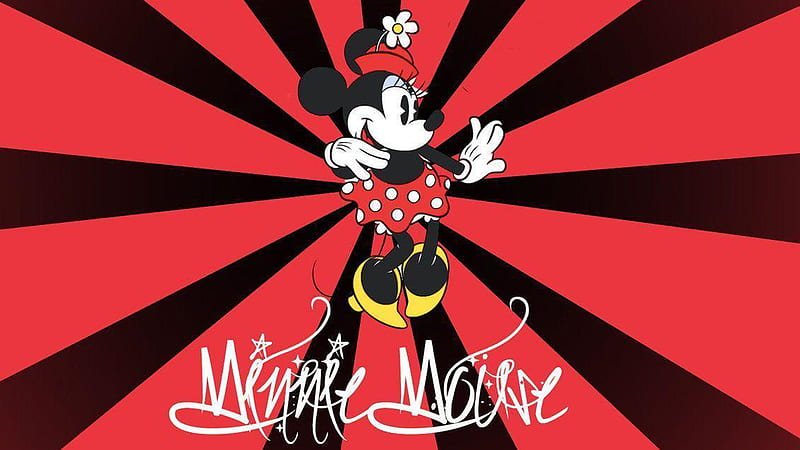 Minnie Mouse With Background Of Black And Red Minnie Mouse, HD wallpaper