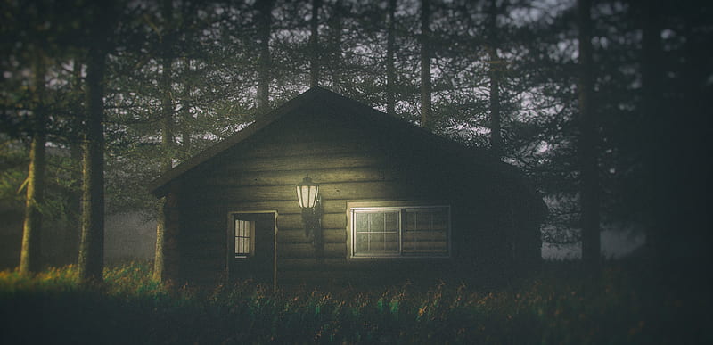 House In Forest Darkness , house, forest, artist, artwork, digital-art, HD wallpaper