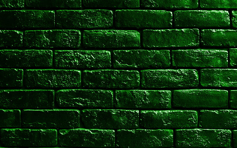 green brickwall green bricks, bricks textures, brick wall, bricks background, green stone background, identical bricks, bricks, green bricks background, HD wallpaper