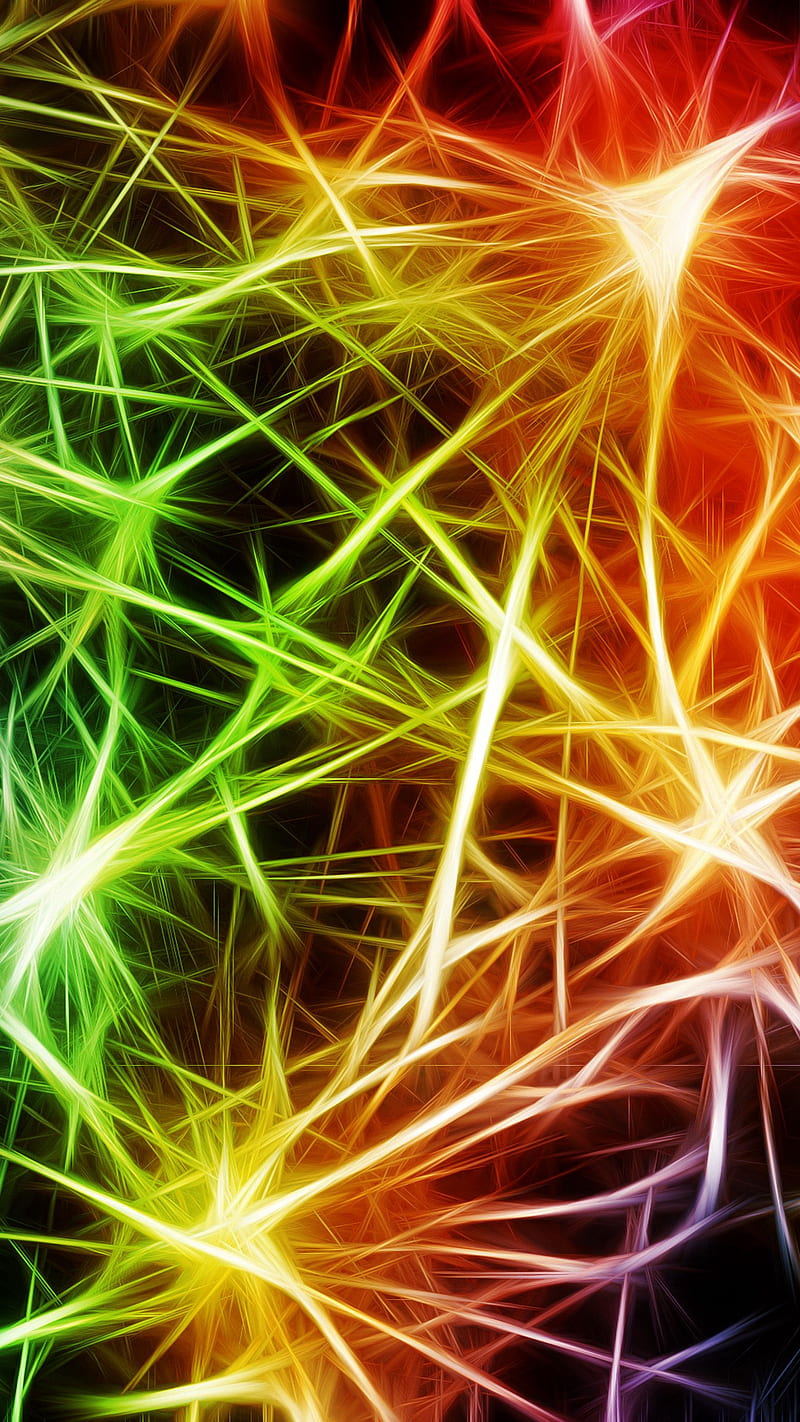 Neurons , pulse, art, multicolored, abstraction, HD phone wallpaper