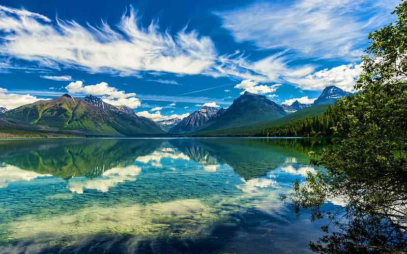 Lake McDonald R, summer, USA, Lake McDonald Valley, Glacier National Park, american landmarks, beautiful nature, America, HD wallpaper