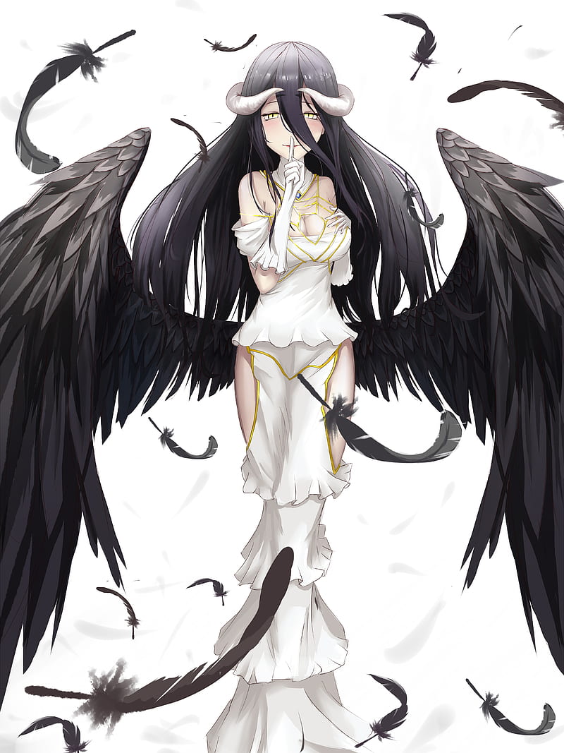 Long hair, cleavage, boobs, Albedo (OverLord), Overlord (anime), yellow ...