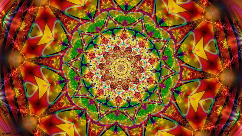 Mandala, pattern, red, curves, shapes, orange, colors, desenho, yellow, abstract, green, lines, blue, HD wallpaper