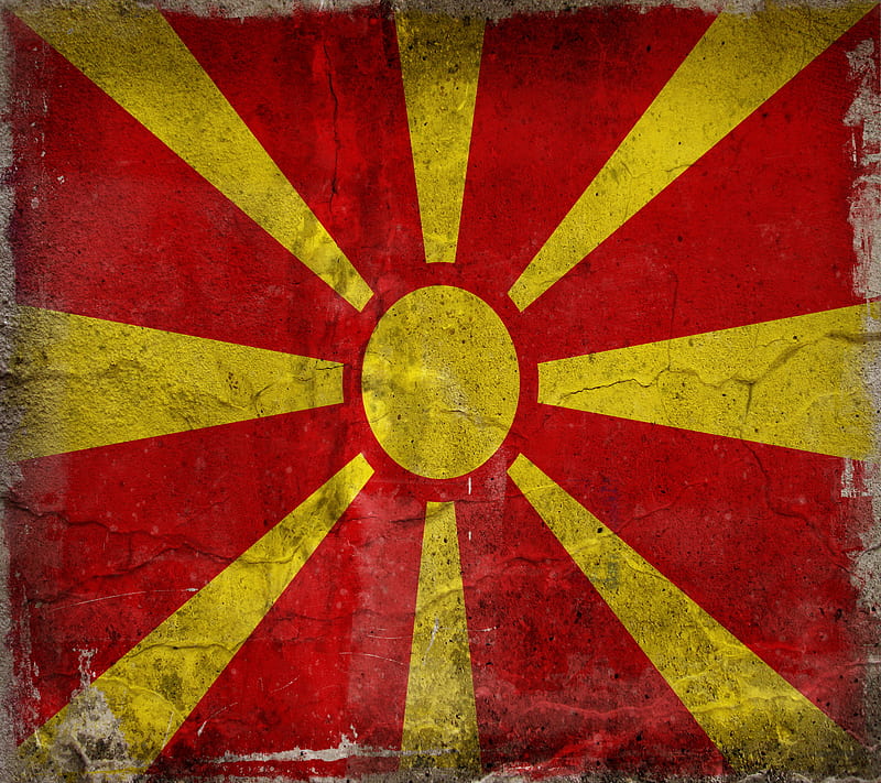 Macedonia Flag, grungy macedonian flag, yellow red, HD wallpaper