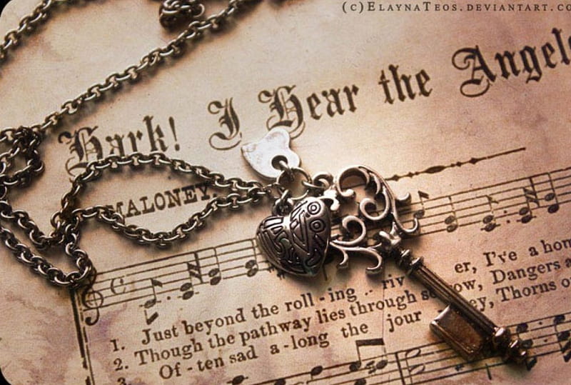 Key, chain, music, abstract, old, softness, graphy, old time, HD wallpaper