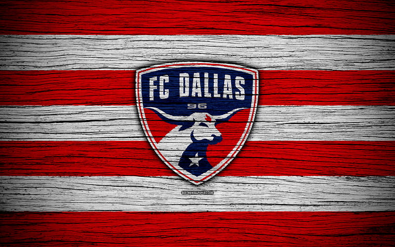 Dallas FC MLS, wooden texture, Western Conference, football club, USA, Dallas, soccer, logo, FC Dallas, HD wallpaper