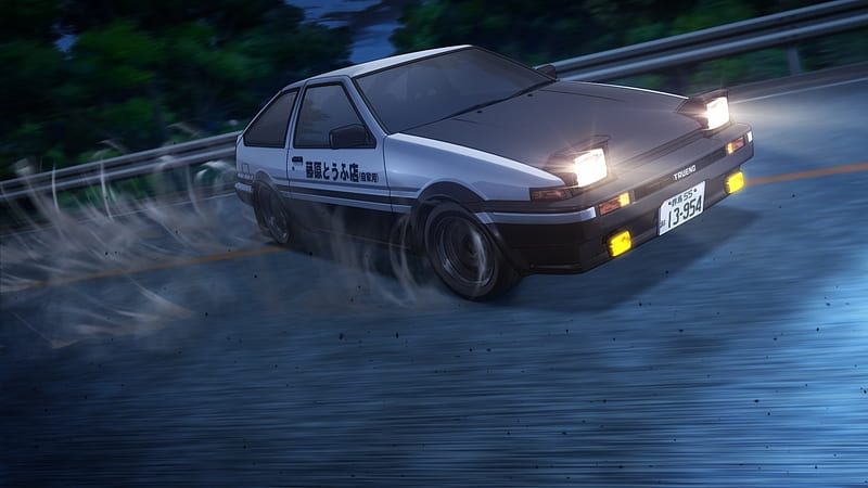 initial d, drift, headlights, Anime, HD wallpaper