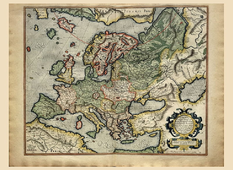Old map of Europe, printed in 1587, Map, Illustration, Europa, Cartography, HD wallpaper