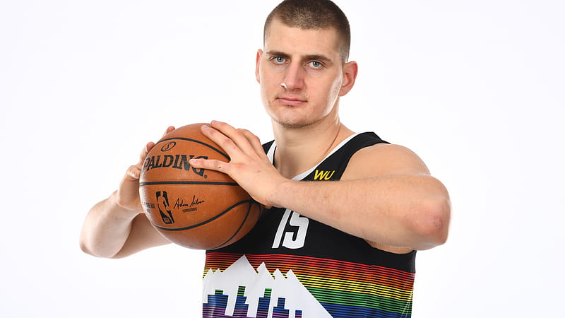 Basketball Denver Nuggets NBA Serbian White Background Nikola Jokic, HD wallpaper