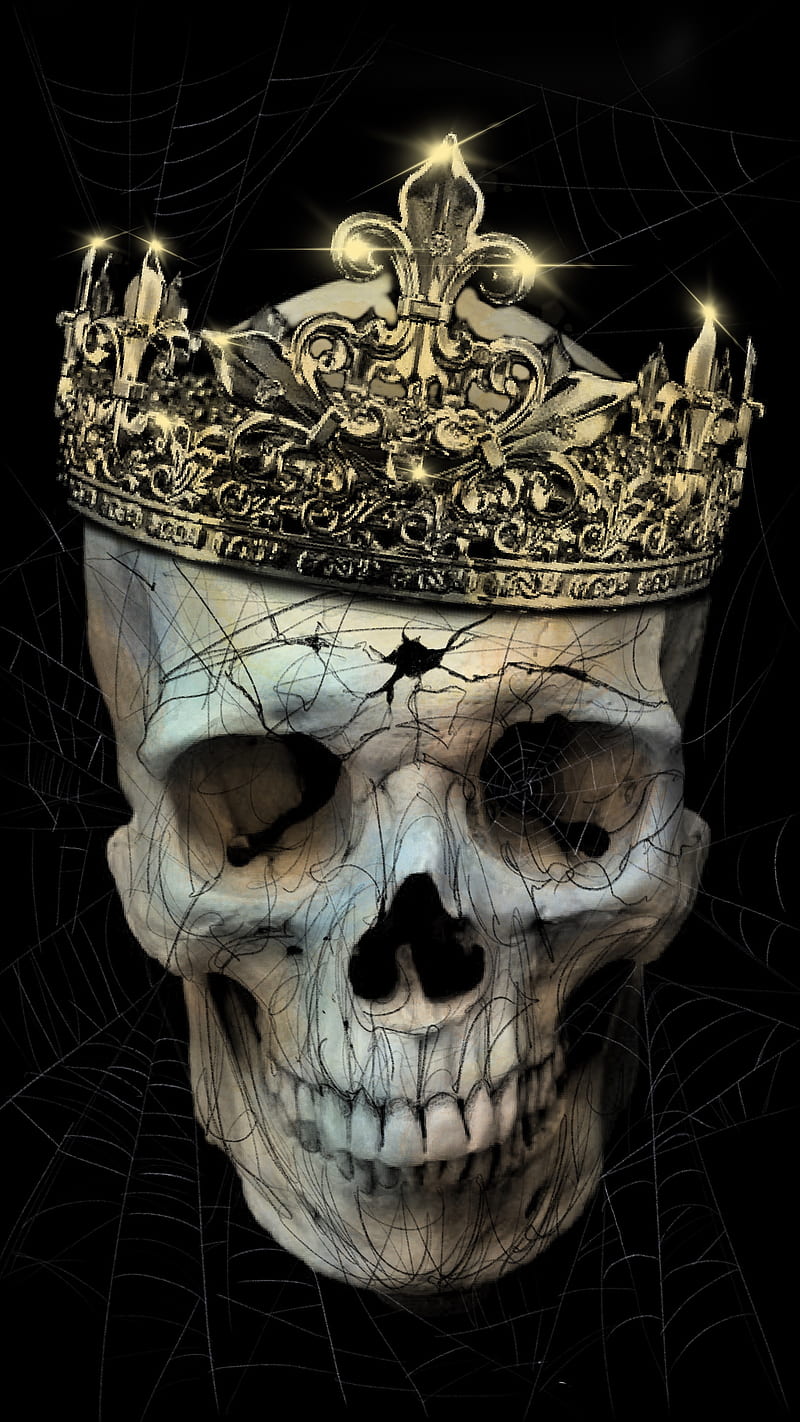 King, crown, death, diamond, power, rich, skull, HD phone wallpaper