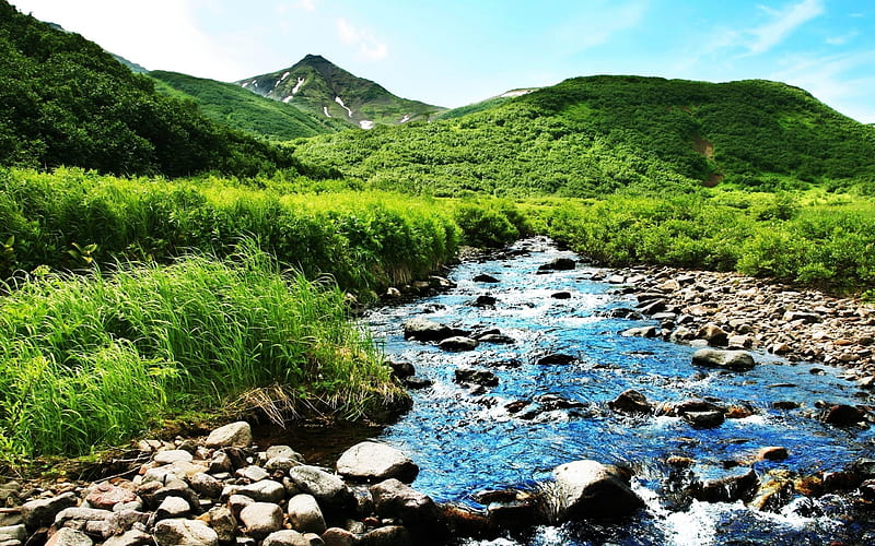 mountain creek-Beautiful scenery, HD wallpaper