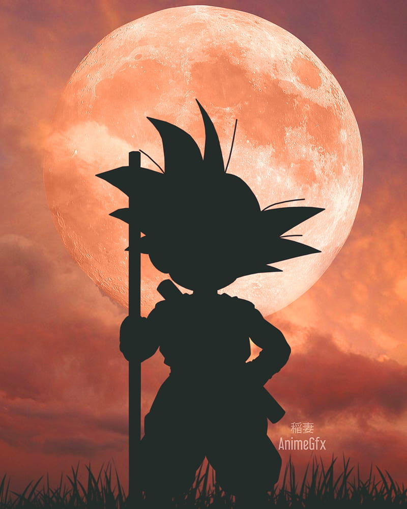 Dragon Ball Kid Goku & Moon Halloween Wallpapers for iPhone 4k