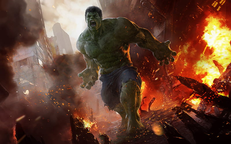 Hulk Doing Destruction Artwork, hulk, artwork, superheroes, HD wallpaper