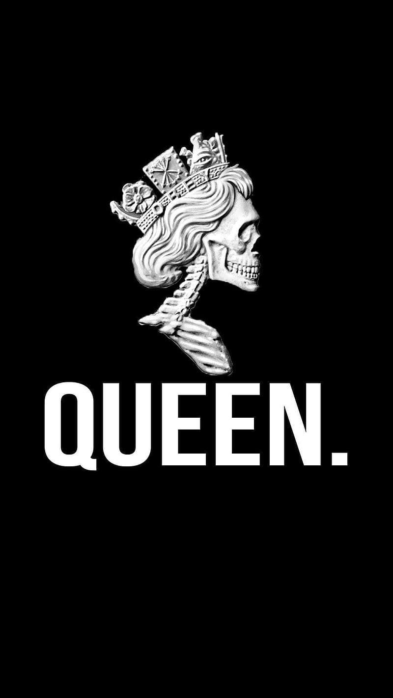 Black Queen, Lady Skull Wearing Crown, lady skull, crown, black ...