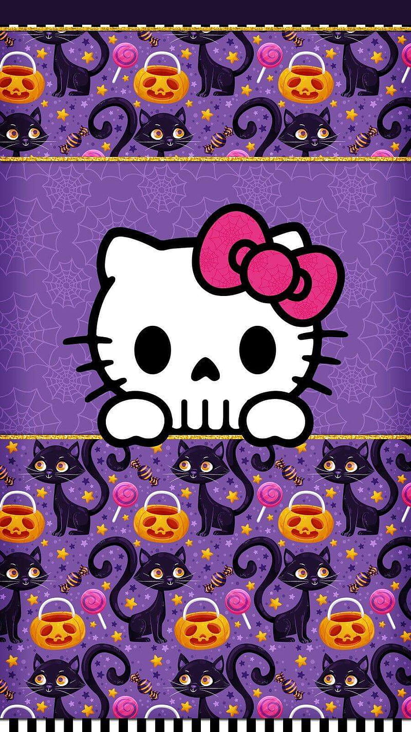 Hello Kitty Boo, themes, cat, pink, cartoon, new, heart, halloween, girl, HD phone wallpaper