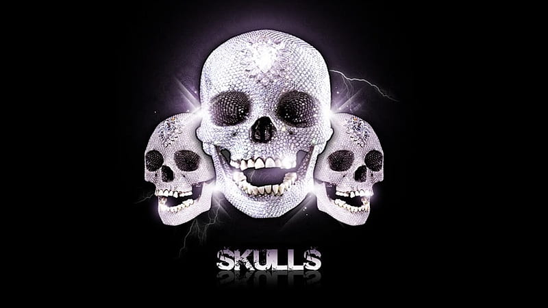 Diamond Skulls, skulls, bling, diamonds, foreveralone, HD wallpaper