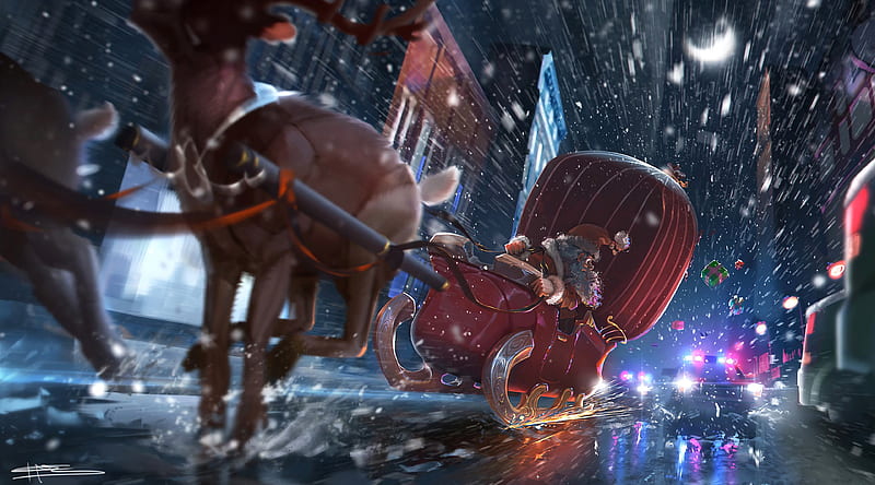 Funny Santa Christmas Ultra, Holidays, Christmas, Winter, background, Santa, Funny, Merry, Xmas, Holiday, Season, reindeers, christmaseve, santaclaus, 2019, HD wallpaper