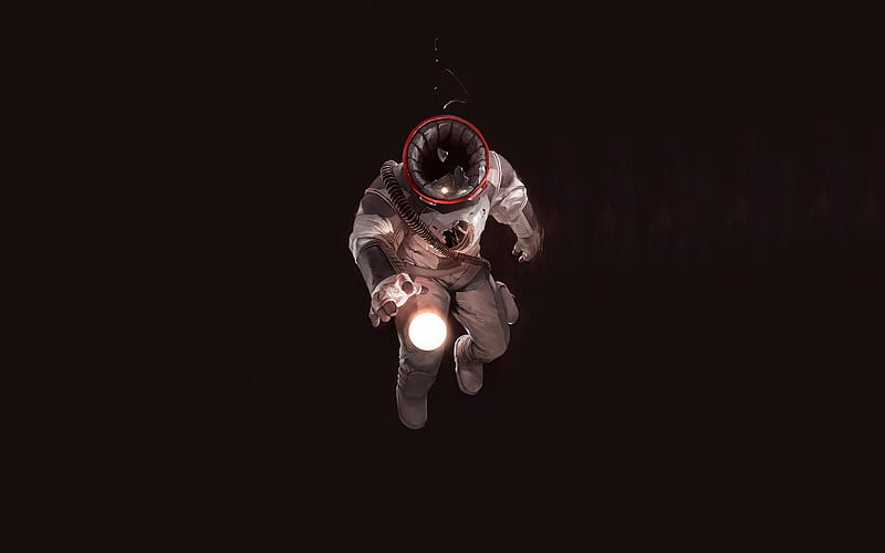 Astronaut Horror, astronaut, artist, artwork, digital-art, HD wallpaper