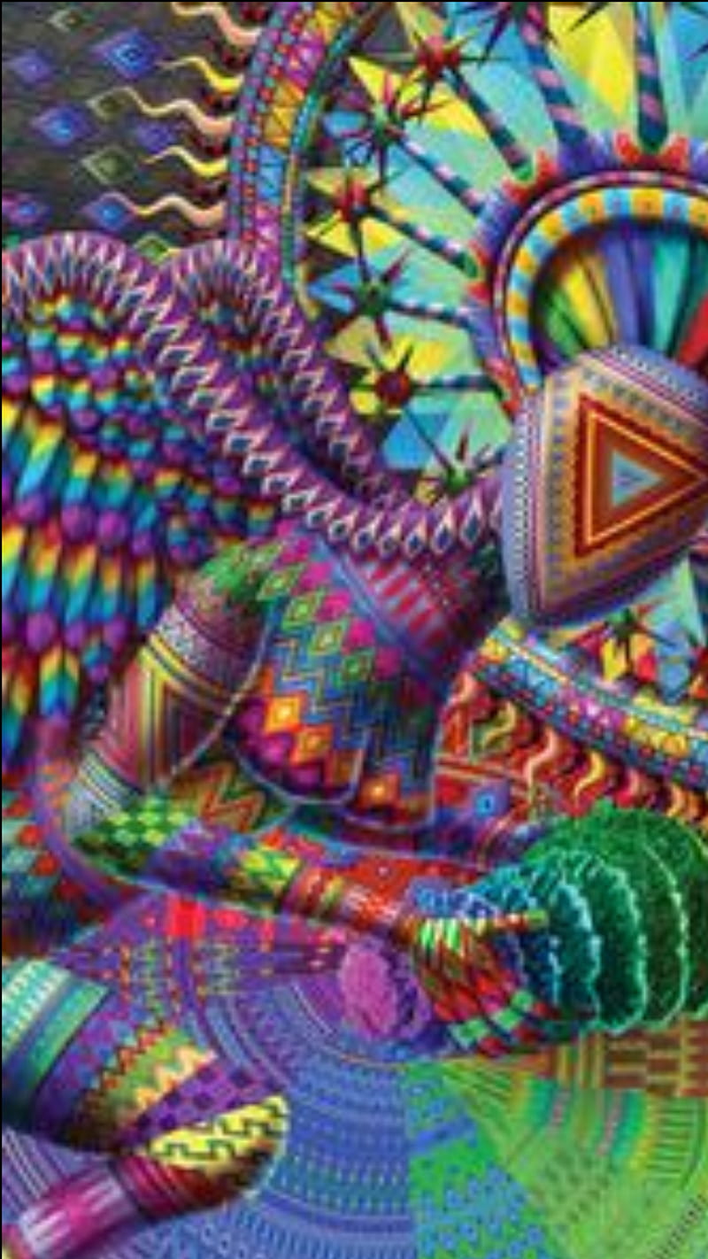 Trippy art, 3d, acid, color, dream, halloween, hologram, melt, rainbow, trip, HD phone wallpaper