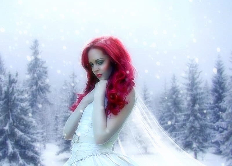 Free Download ~winter Redhead~ Redhead Love Four Seasons Creative Pre Made Digital Art Hd 0943