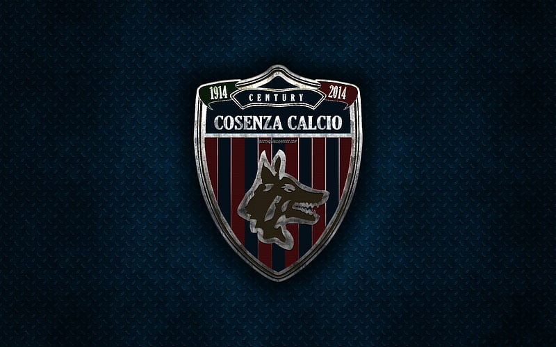 Cosenza Calcio, Italian football club, blue metal texture, metal logo, emblem, Cosenza, Italy, Serie B, creative art, football, HD wallpaper