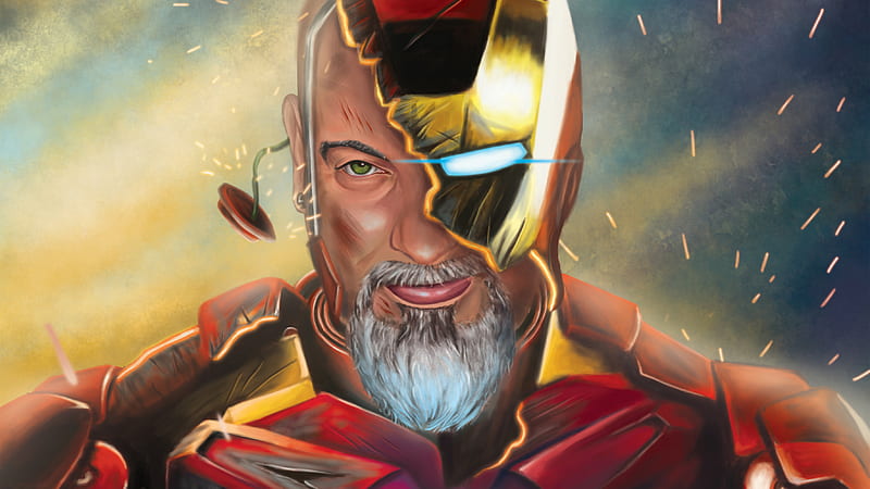 Old Iron Man, iron-man, superheroes, artwork, artist, HD wallpaper