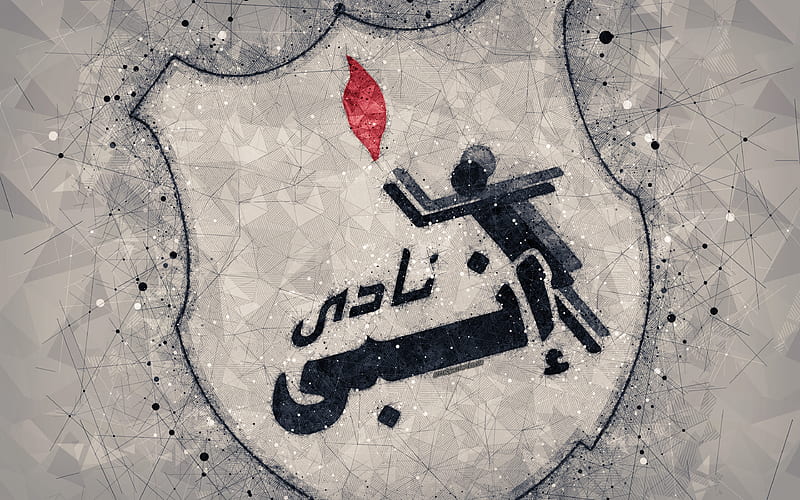 Enppi SC geometric art, logo, Egyptian football club, gray background, Egyptian Premier League, Cairo, Egypt, football, creative art, Enppi FC, HD wallpaper
