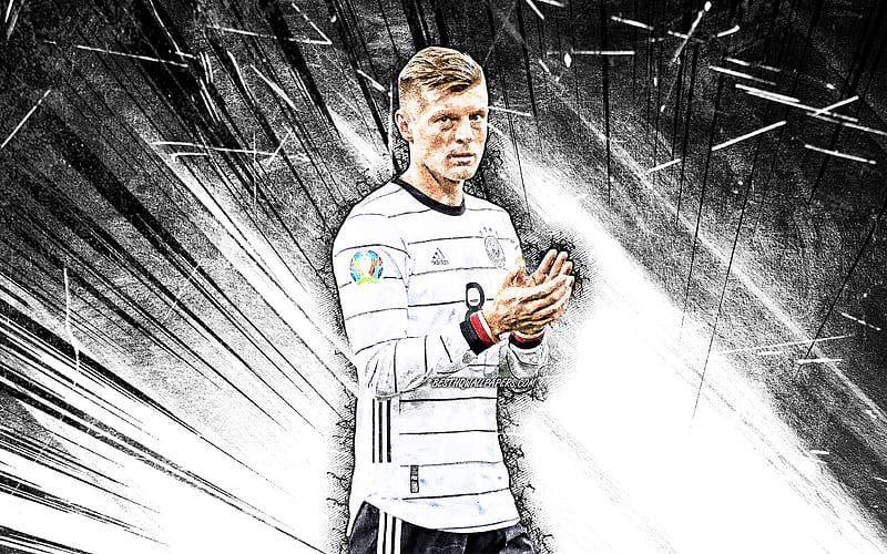 Toni Kroos grunge art, Germany National Team, soccer, footballers, Kroos, white abstract rays, German football team, Toni Kroos, HD wallpaper