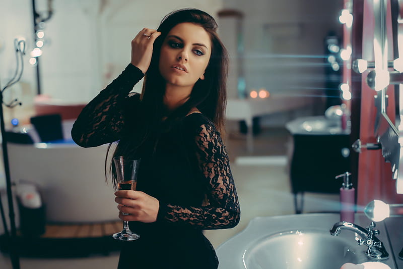 Girl With Wine, girls, model, wine, HD wallpaper