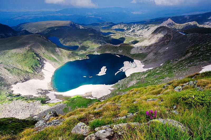 Seven Rila lakes, mountain, lakes, graphy, green, bulgaria, HD wallpaper