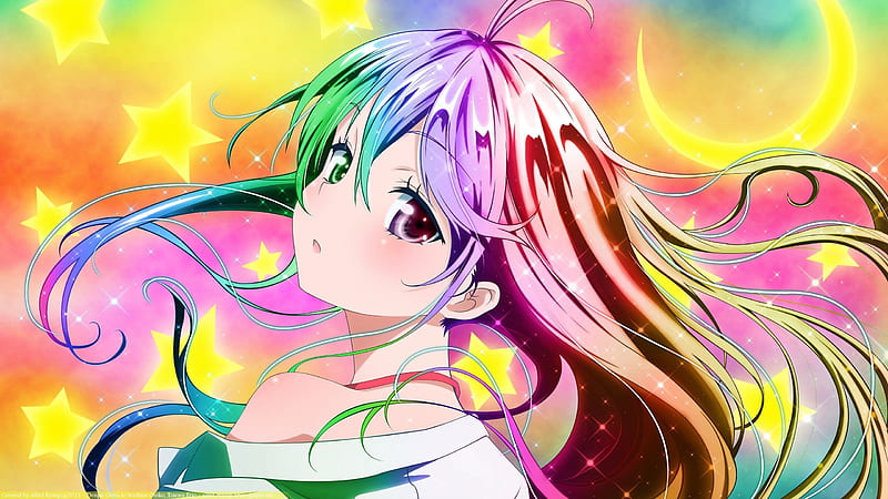 Beautiful Colorful Hair Kawaii Anime Girl In Stars Background Kawaii, HD  wallpaper | Peakpx