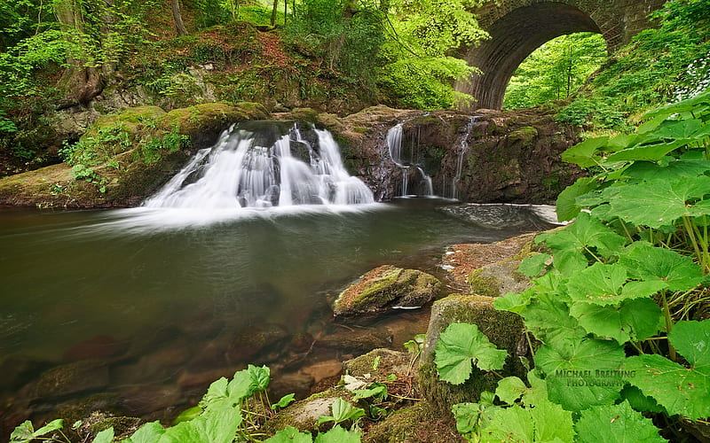 Scotland-Angus small waterfall, HD wallpaper
