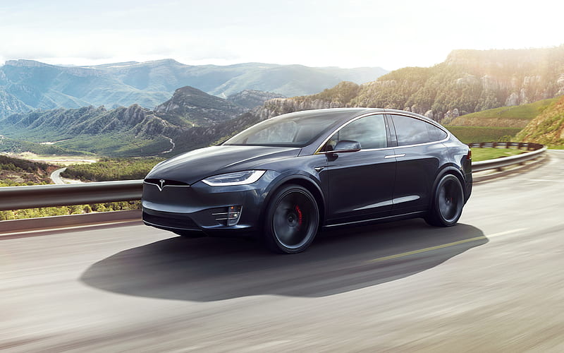 Tesla Model X, 2017 electric crossover, black, American cars, Tesla, HD wallpaper