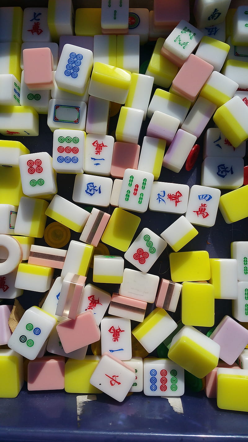 Mahjong, colorful, games, mahjong tiles, squares, HD phone wallpaper