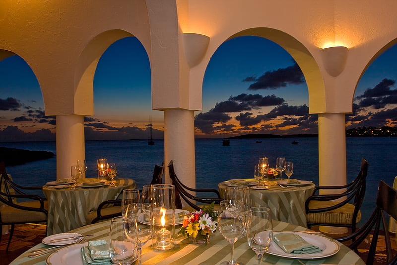 Fine Dining, view, ocean, restraurant, elegant, HD wallpaper