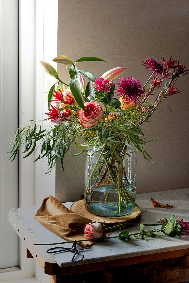 flowers, bouquet, vase, HD phone wallpaper