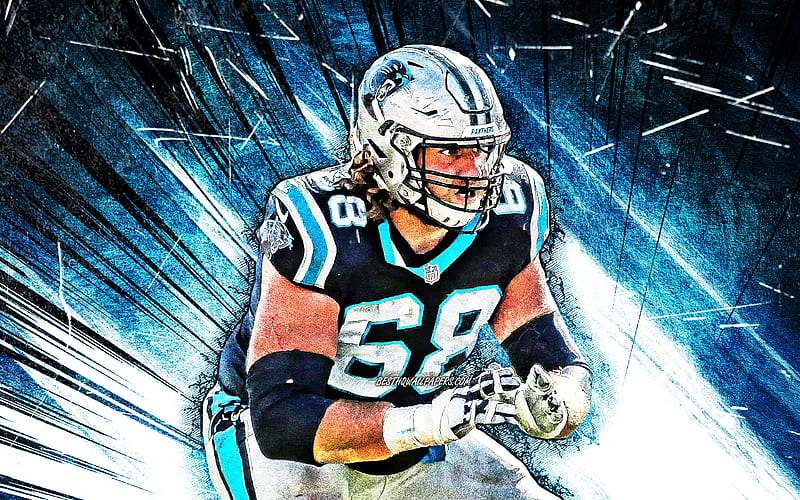 Andrew Norwell, grunge art, Jacksonville Jaguars, american football, NFL, guard, blue abstract rays, Andrew Norwell Jacksonville Jaguars, Andrew Norwell, HD wallpaper