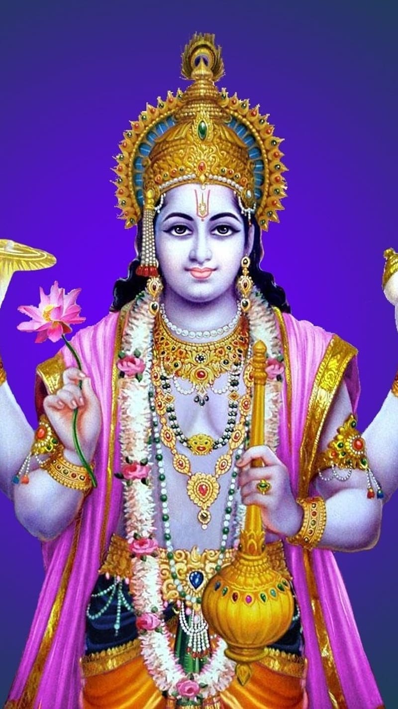 Vishnu Bhagwan, Purple Background, lord, god, HD phone wallpaper