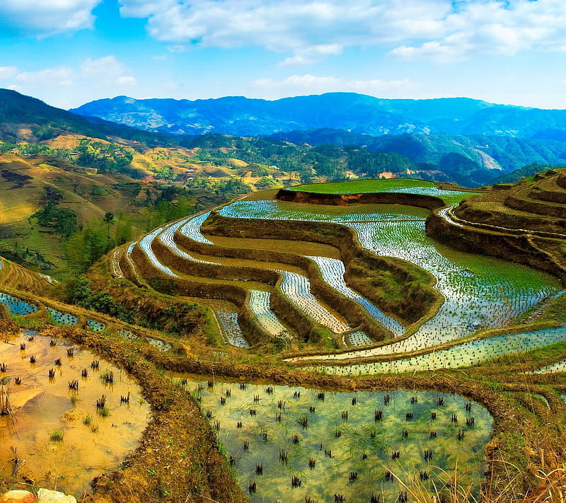 Fields, awesome, mountains, nature, nice, sky, view, water, HD ...